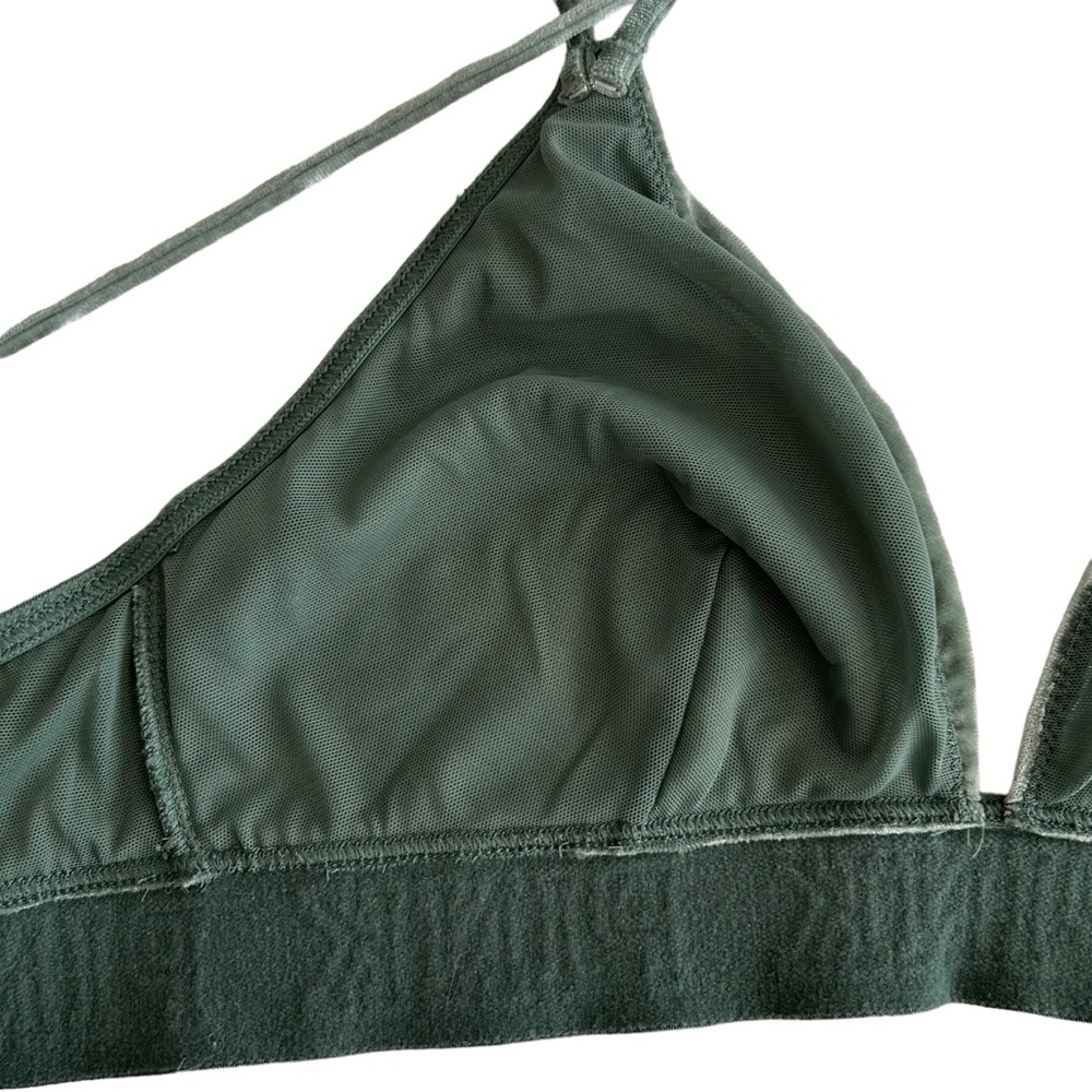 Victoria’s Secret PINK Triangle Cup Unlined Velvet Bralette Sz Small Moss Green - Picture 6 of 8